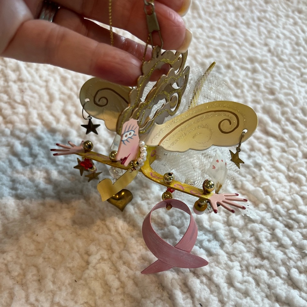 Karen Rossi Silvestri Fanciful Flights Angel Ornament; Breast Cancer Angel - Picture 4 of 8
